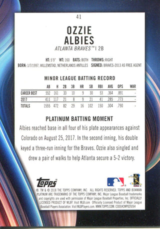 Ozzie Albies 2018 Bowman Platinum Rookie Card Back