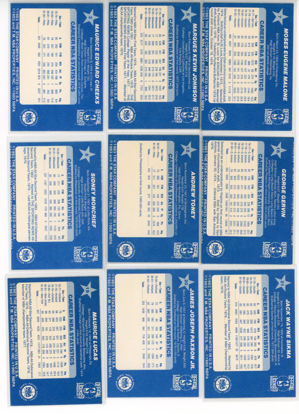 1983 Star Card All-Star Game Partial Set