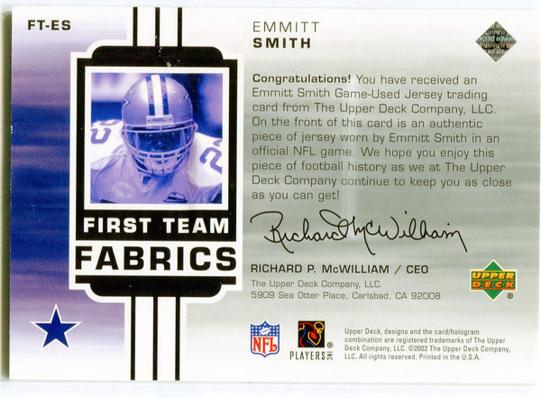Emmitt Smith 2002 Upper Deck Game Worn Jersey Card
