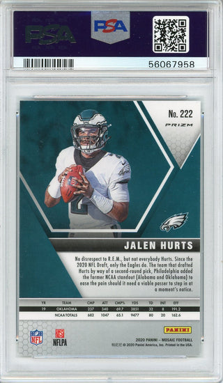 Jalen Hurts 2020 Panini Mosaic Green Rookie Card #222 (PSA)
