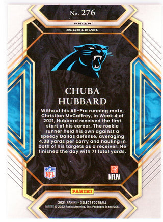 Chuba Hubbard 2021 Panini Select Club Level Silver Rookie Card #276