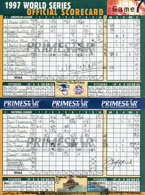 Jim Leyland Autographed 8x10 Scorecard