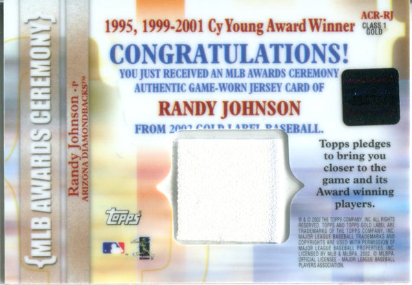 Randy Johnson 2003 Topps Gold Label Game Worn Jersey Card