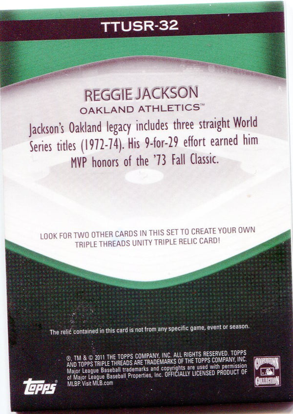 Reggie Jackson 2011 Topps Triple Threads  Game Used Relic Card /18