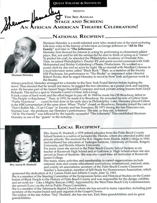 Sherman Hemsley Autographed Program Page