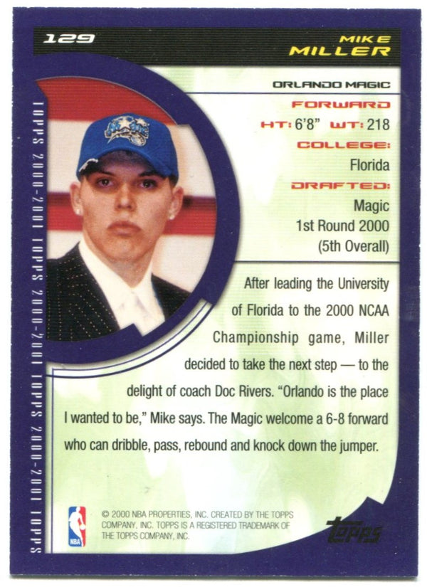 Mike Miller 2000 NBA Draft Pick Rookie Card #129