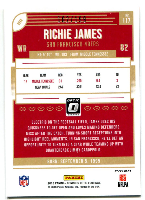 Richie James 2018 Panini Donruss Optic Prizm Rookie Card 162/199