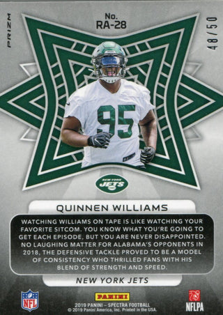 Quinnen Williams 2019 Panini Spectra Prizm Rookie Aura Card 48/50