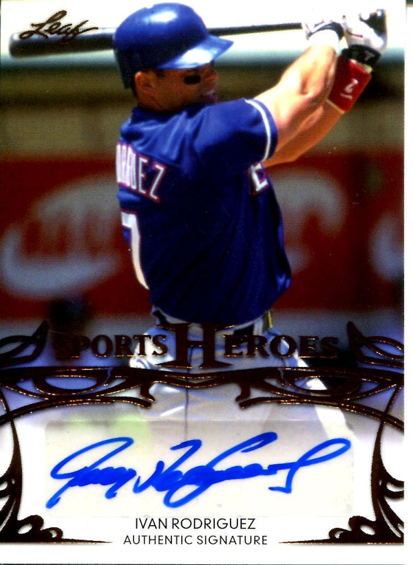 Ivan Rodriguez 2013 Leaf Sports Heroes Autographed Card