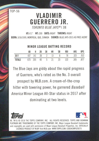 Vladimir Guerrero Jr. 2018 Bowman Platinum Rookie Card Back