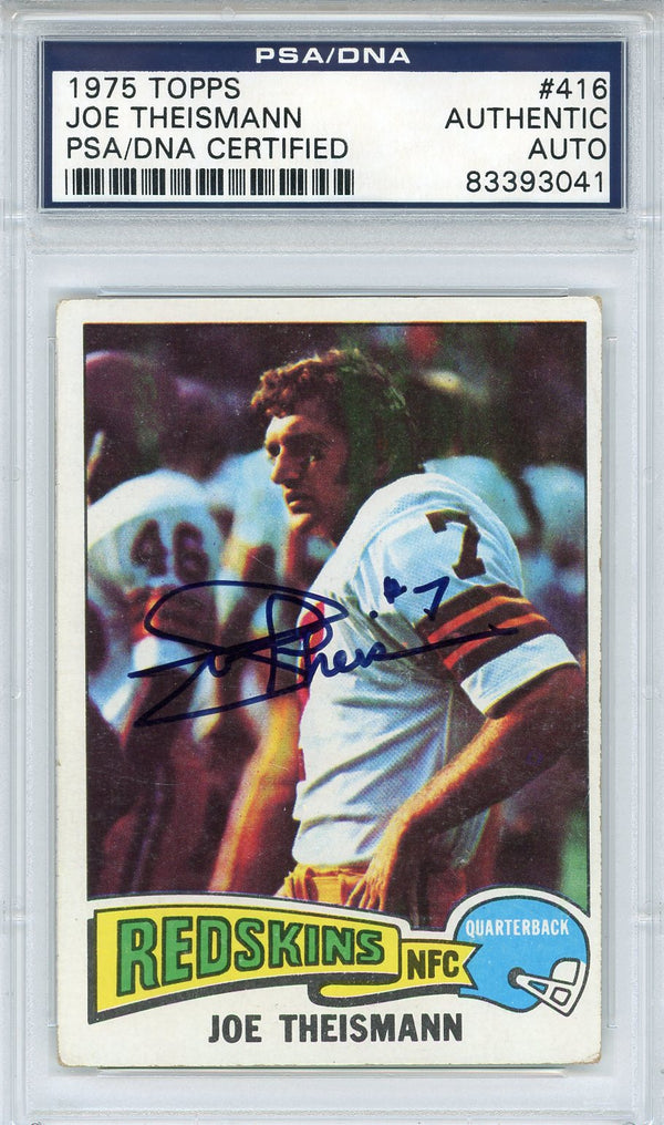 Joe Theismann Autographed 1975 Topps Card #416 (PSA)