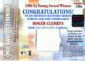 Roger Clemens 2002 Topps Gold Label Game Worn Jersey Card