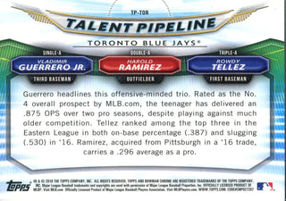  Vladimir Guerrero Jr. Harold Ramirez & Rowdy Tellez 2018 Bowman Chrome Rookie Card Back