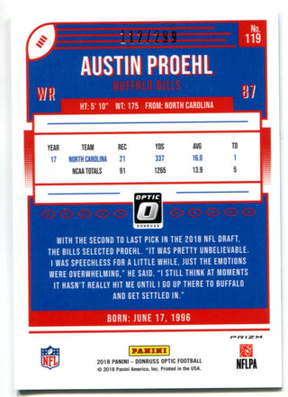 Austin Proehl 2018 Panini Donruss Optic Prizm Rookie Card 112/299