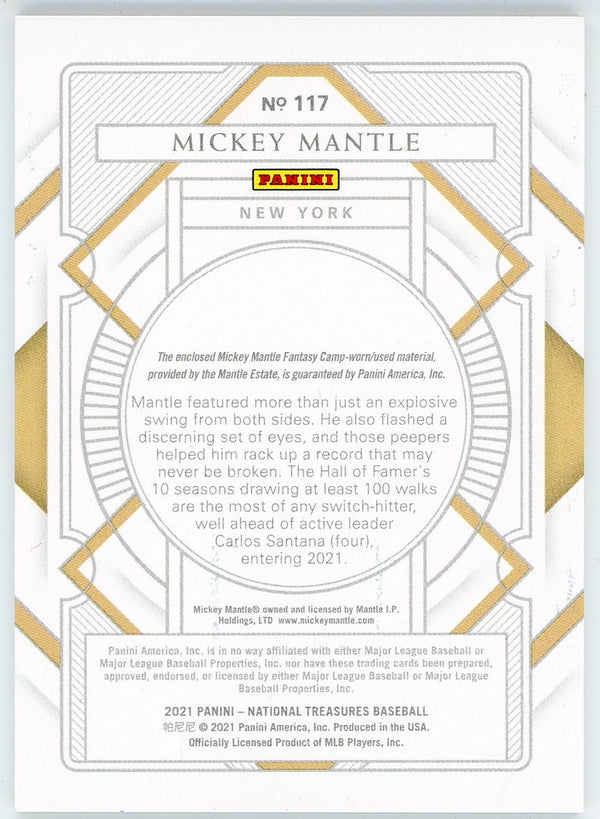 Mickey Mantle 2021 Panini National Treasures Jersey Card #117