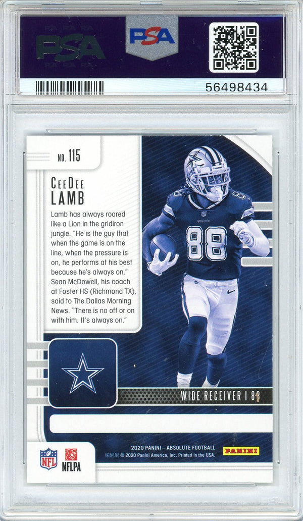CeeDee Lamb 2020 Panini Absolute Rookie Card #115 (PSA)