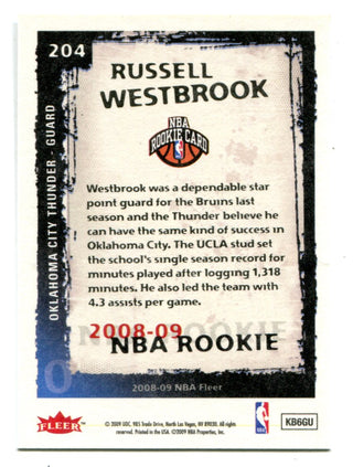 Russell Westbrook 2008-09 Fleer NBA Rookie #204 Card