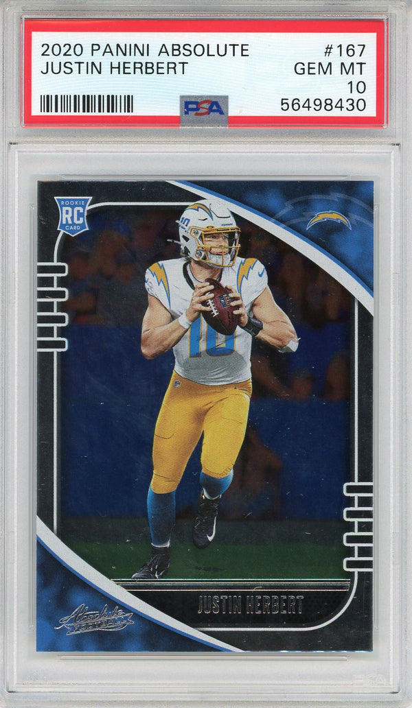 Justin Herbert 2020 Panini Absolute Rookie Card #167 (PSA)
