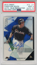 Christian Yelich Autographed 2015 Topps Finest Blue Refractor Card #FA-CY (PSA 9/10)