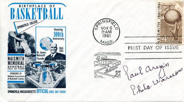 Paul Arizin Autographed Basketball Hall of Fame Envelope
