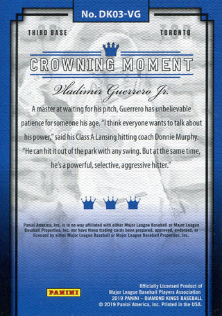 Vladimir Guerrero Jr. 2019 Panini Diamond Kings Rookie Card Back