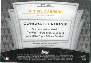 Miguel Cabrera 2014 Topps Tribute Bat Card /50