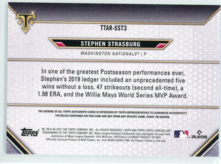 Stephen Strasburg Autographed 2021 Topps Triple Threads Jersey Card #TTAR-SST3