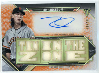 Tim Lincecum Autographed 2021 Topps Triple Threads Jersey Card #TTAR-TL1