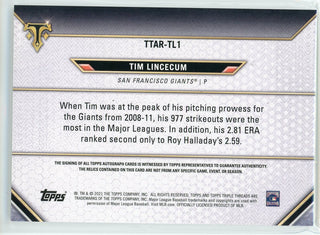 Tim Lincecum Autographed 2021 Topps Triple Threads Jersey Card #TTAR-TL1