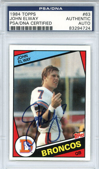 John Elway Autographed 1984 Topps Rookie Card #63 (PSA)