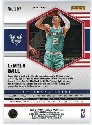 LaMelo Ball 2020-21 Panini Mosaic Yellow Prizm National Pride Rookie Card #257