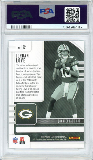 Jordan Love 2020 Panini Absolute Rookie Card #162 (PSA)