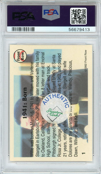 Willie Stargell Autographed 1992 Front Row Card (PSA)