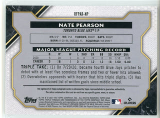 Nate Pearson Autographed 2021 Topps Triple Threads Rookie Jersey Card #RFPAR-NP