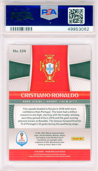 Cristiano Ronaldo 2018 Panini Prizm World Cup Card #154 (PSA Mint 9)