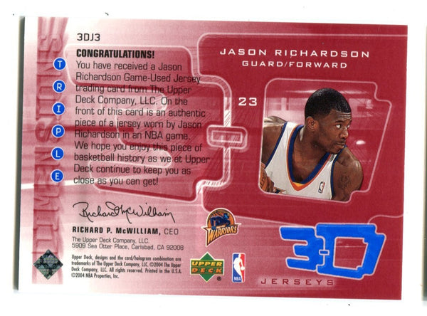 Jason Richardson 2004 Upper Deck 3D Jersey Card #3DJ3 /249