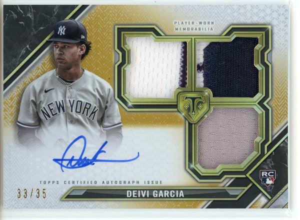 Deivi Garcia Autographed 2021 Topps Triple Threads Rookie Jersey Card #RFPAR-DG