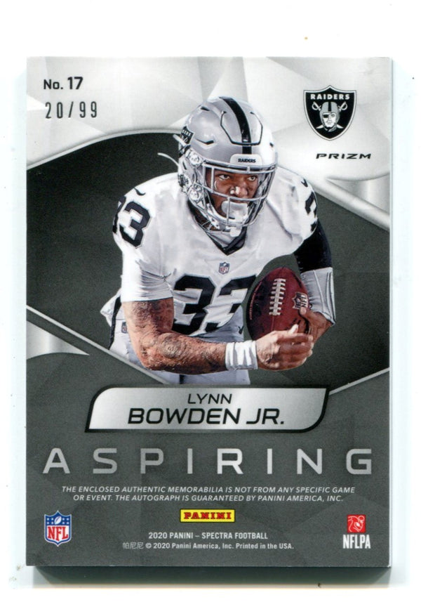 Lynn Bowden Jr. Autographed 2020 Panini Spectra Aspiring Autographs Patch Card /99