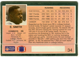 Emmitt Smith 1990 NFL Rookie Card