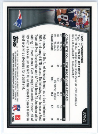 Rob Gronkowski 2010 Bowman Chrome Rookie Card #BCR-25