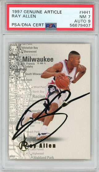 Ray Allen Autographed 1997 Genuine Article Card #HH1 (PSA 7/9)