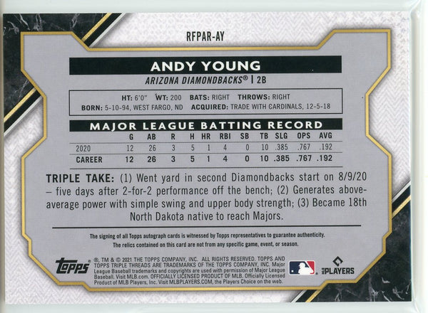 Andy Young Autographed 2021 Topps Triple Threads Rookie Jersey Card #RFPAR-AY