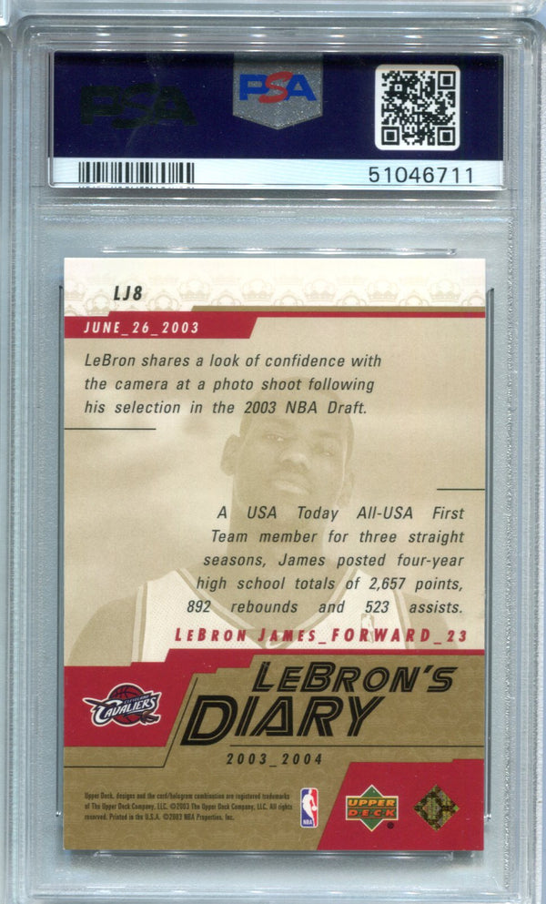 LeBron James 2003 Upper Deck #LJ8 Lebron`s Diary PSA GEM MT 10 Card