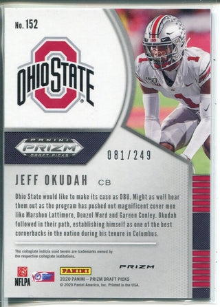 Jeff Okudah 2020 Prizm Draft Picks Green & Yellow Rookie Card 81/249