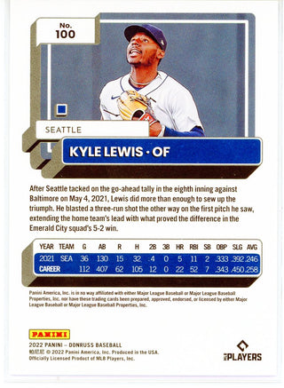 Kyle Lewis 2022 Panini Donruss Card #100