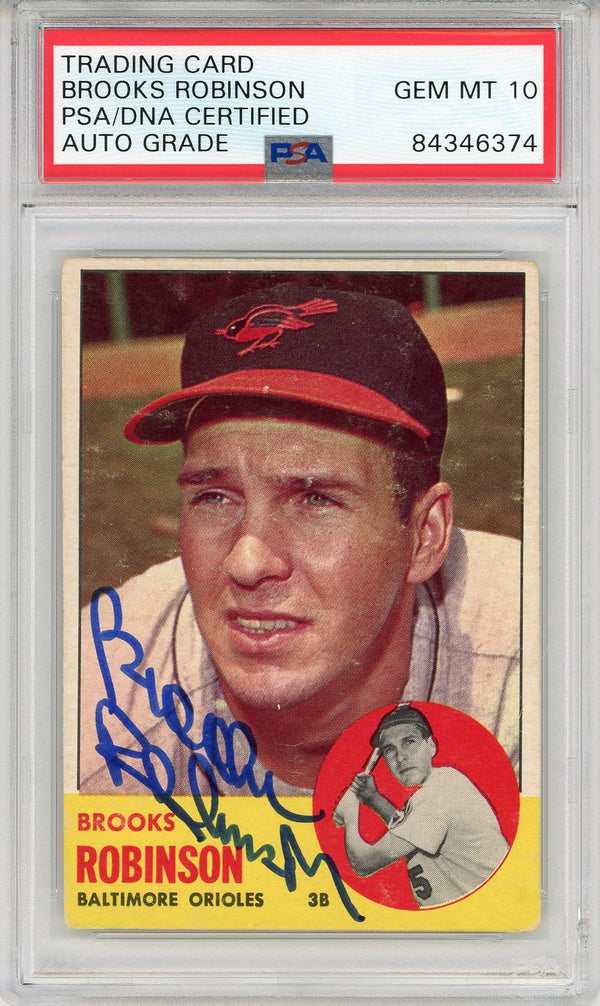 Brooks Robinson Autographed 1963 Topps Card #345 (PSA Auto 10)