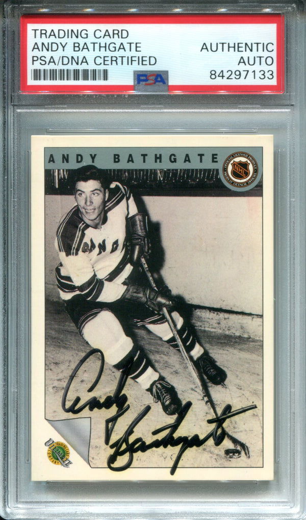 Andy Bathgate Autographed 1992 Ultimate Card Company Card (PSA)