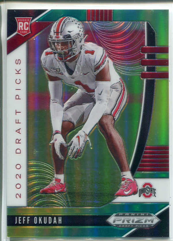 Jeff Okudah 2020 Prizm Draft Picks Green & Yellow Rookie Card 199/249