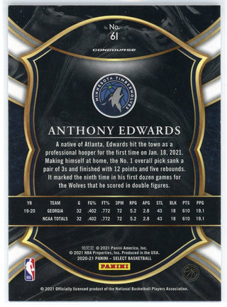 Anthony Edwards 2020-21 Panini Select Concourse Rookie Card #61