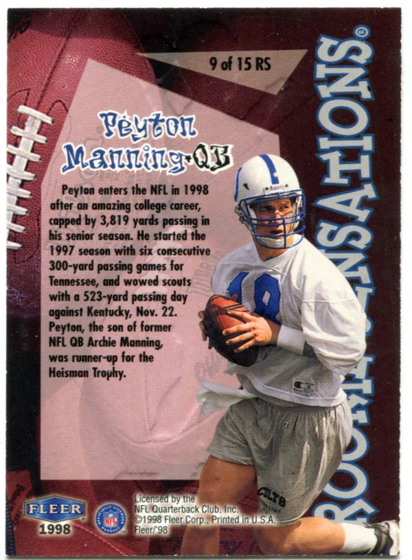 Peyton Manning Fleer Rookie Sensations Rookie Card 1998